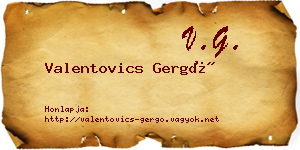 Valentovics Gergő névjegykártya